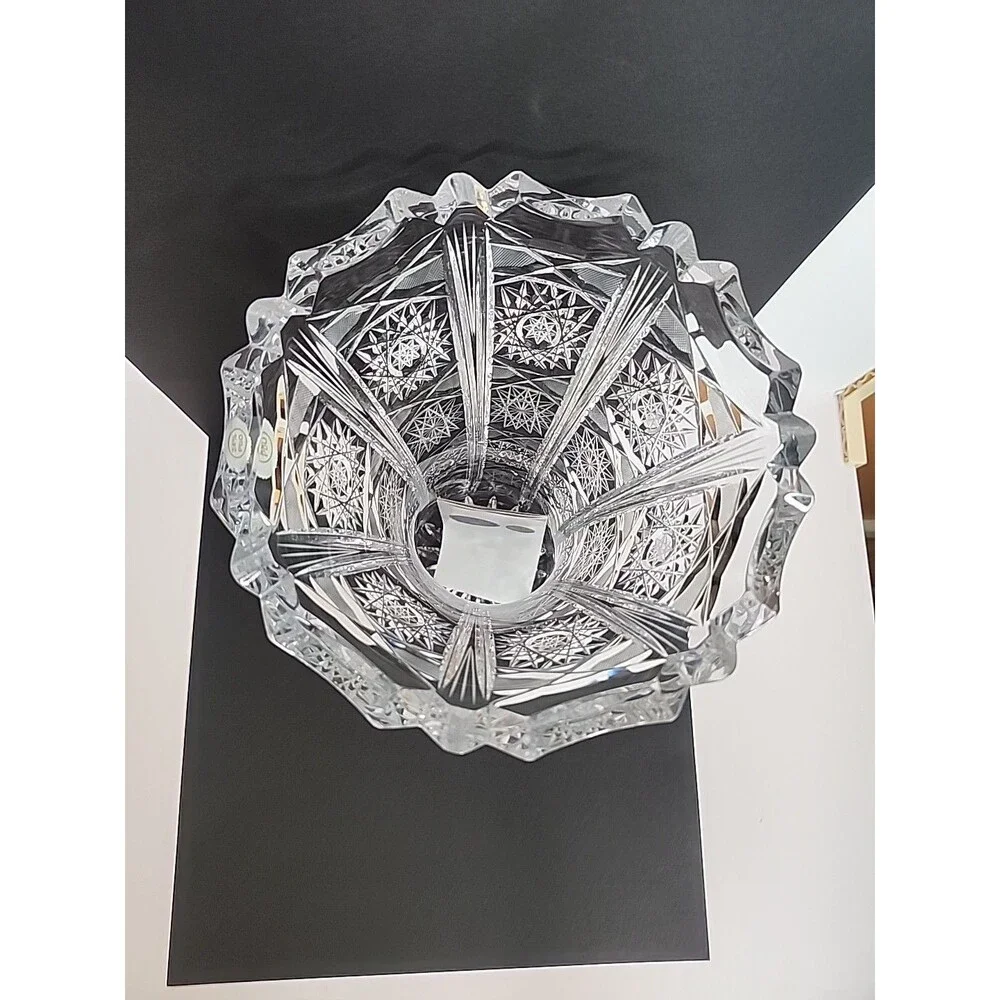 Vintage Bohemia Czech Hand Cut 24% Lead Crystal Vase 12
